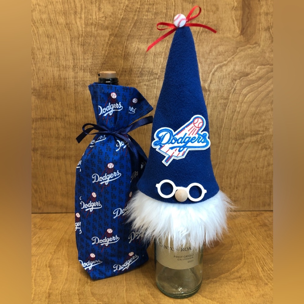 Gnome Gift Bag Bottle Topper LA Dodgers Baseball MLB Sports Wine Los Angeles